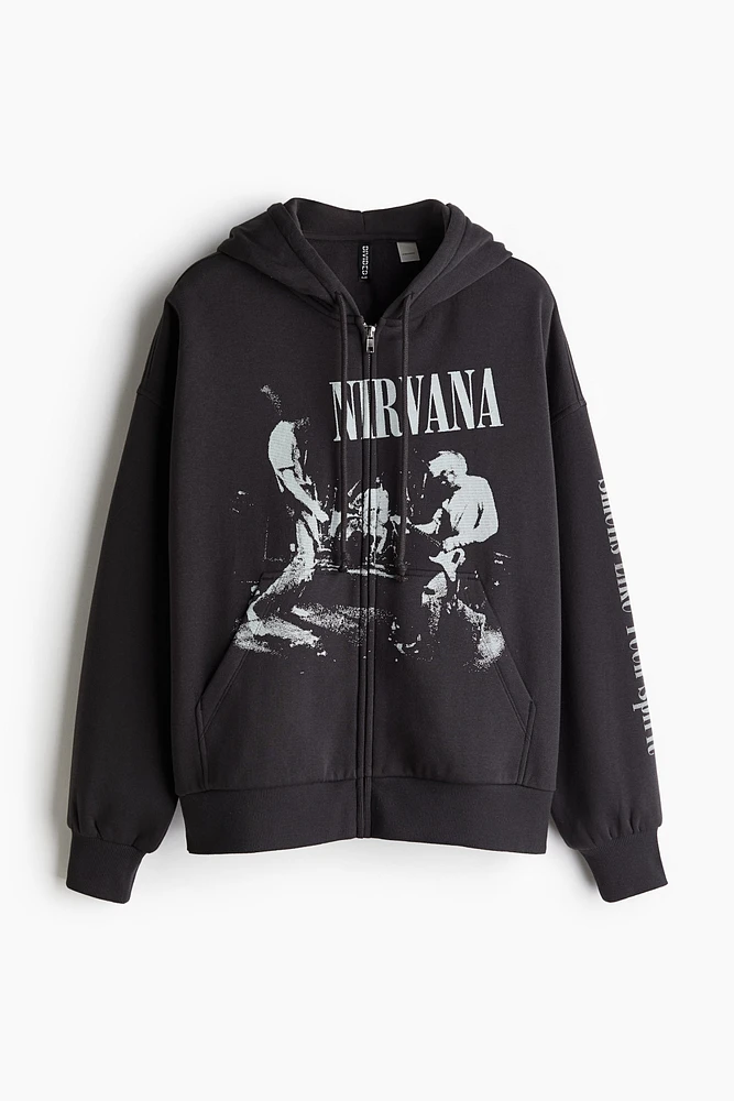 Oversized Hooded Jacket with Motif
