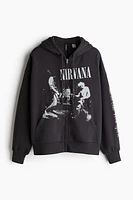 Oversized Hooded Jacket with Motif