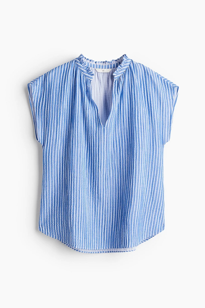 Ruffle-trimmed Cotton Blouse