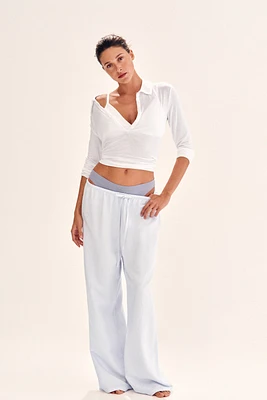 Linen-Blend Drawstring Pants