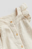 Ruffle-trimmed Muslin Romper Suit