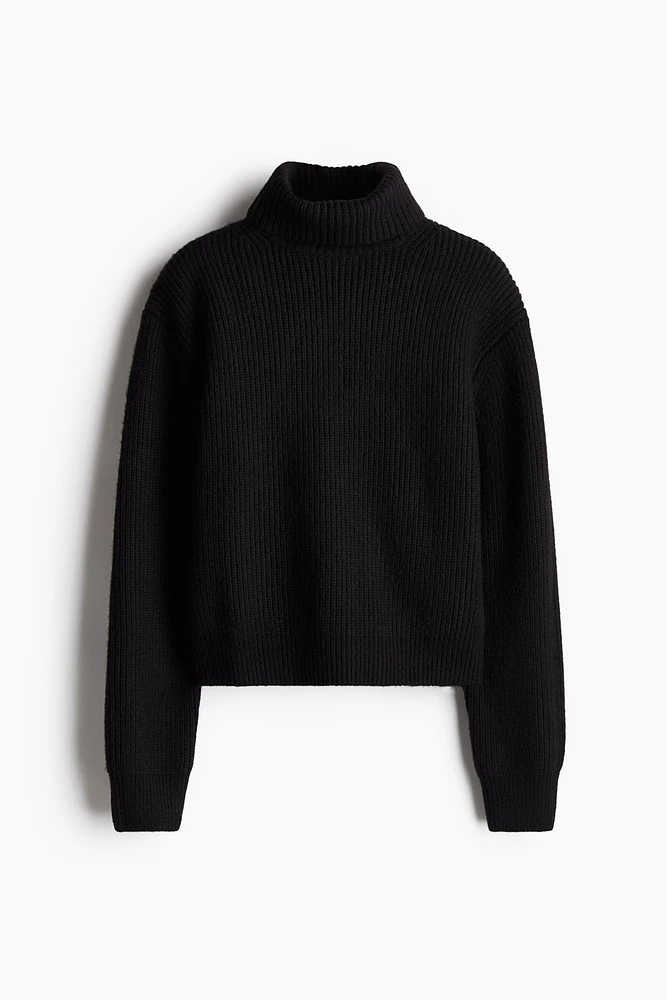 Rib-knit polo-neck jumper