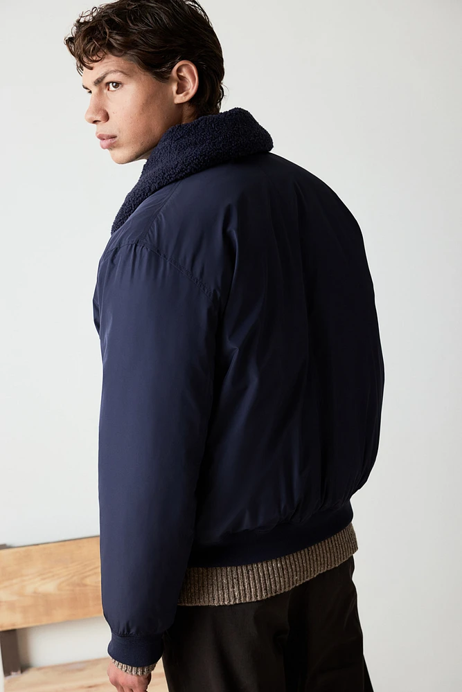 Regular Fit Bomber Jacket with Collar