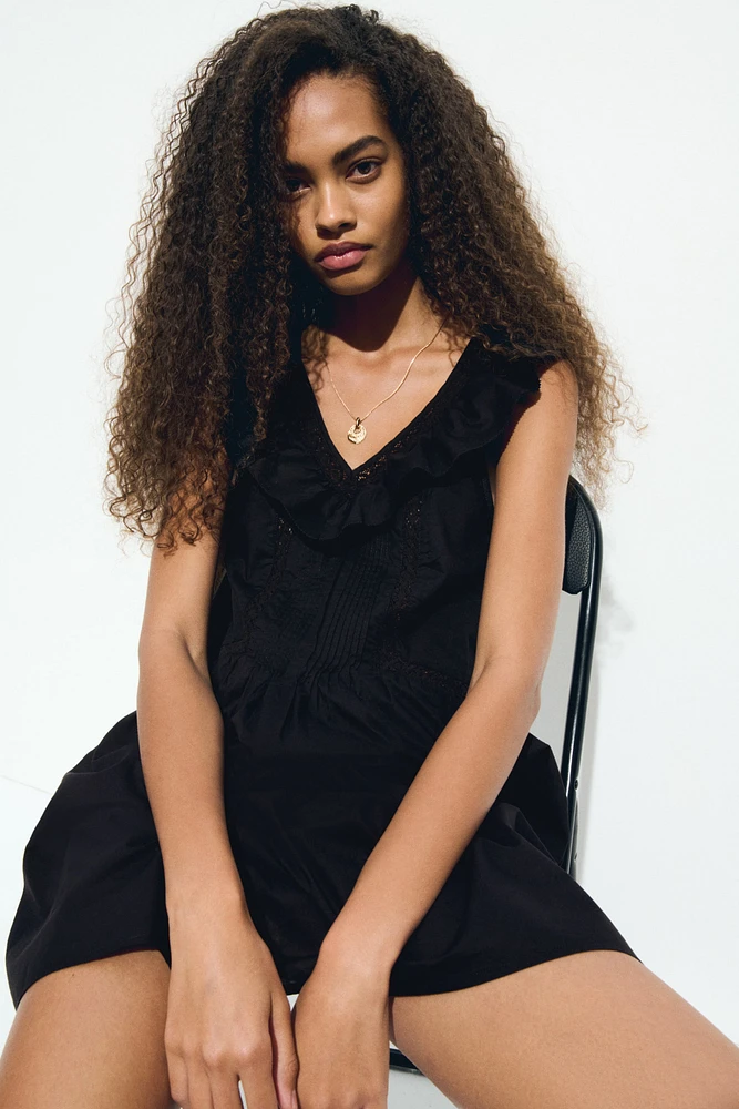 Ruffle-Trimmed Cotton Dress
