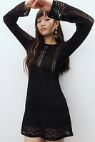 Hole-Knit Mini Dress