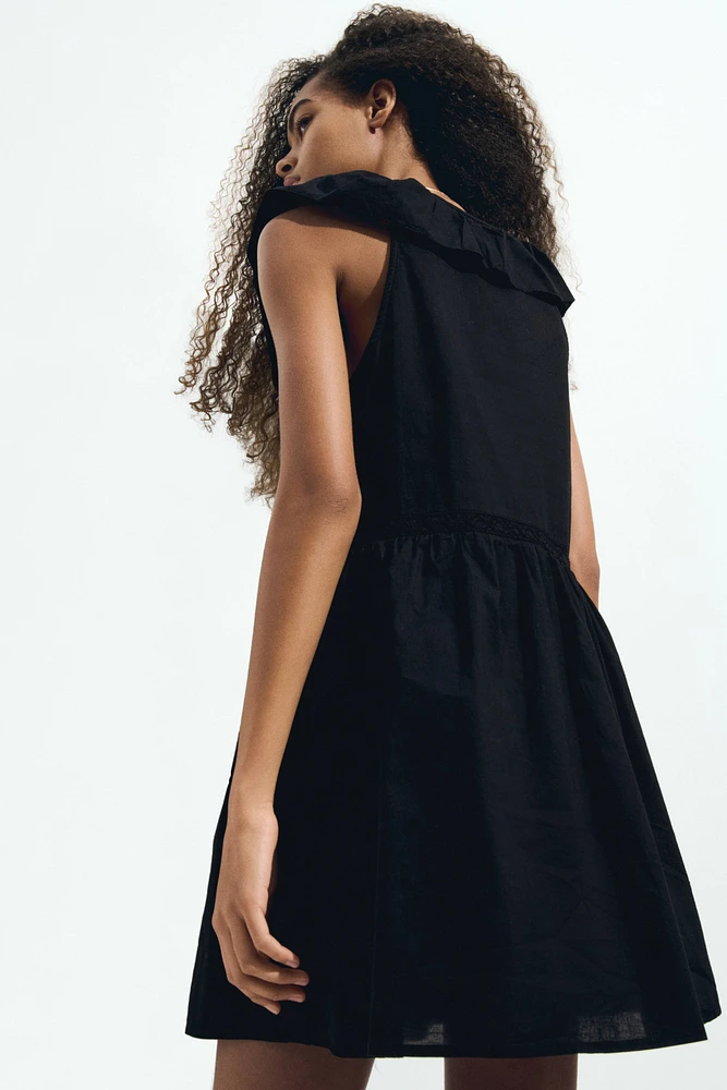 Ruffle-Trimmed Cotton Dress