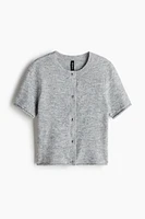 Short-Sleeved Fine-Knit Cardigan