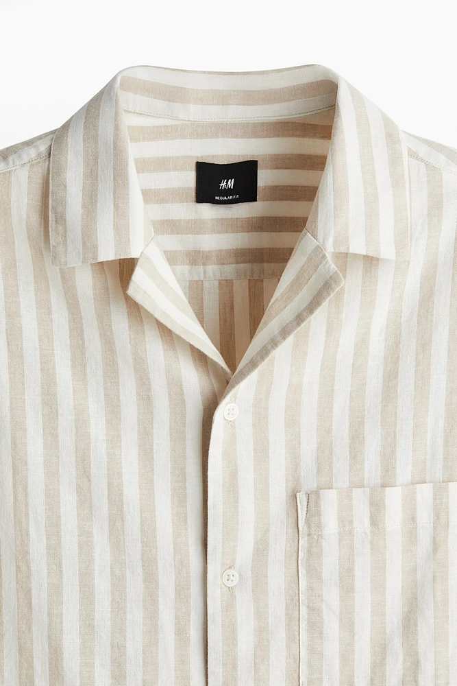 Regular-Fit Short-Sleeved Linen-Blend Shirt