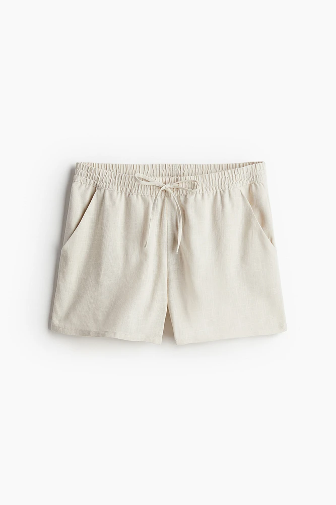 Short en lin mélangé avec taille élastique