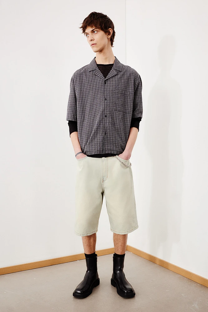 Chemise ample en seersucker avec col cubain