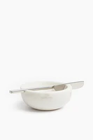 Marble Butter Bowl with Knife