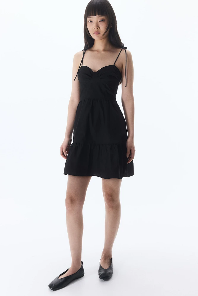 Poplin Dress with Tie-Top Shoulder Straps