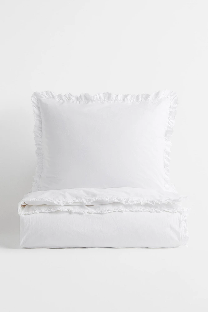 Ruffle-trimmed Twin Duvet Cover Set