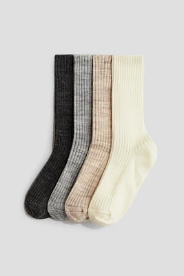 4-pack Ribbed Wool-Blend Socks