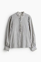 Ruffle-Trimmed Twill Blouse