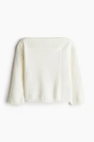 Purl-Knit Boat-Neck Sweater