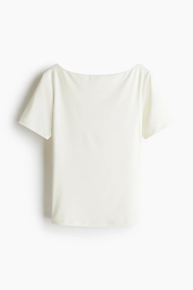 Haut en microfibre avec encolure bateau