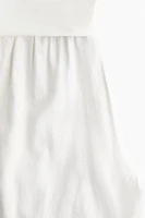 Foldover-Waist Linen-Blend Pants