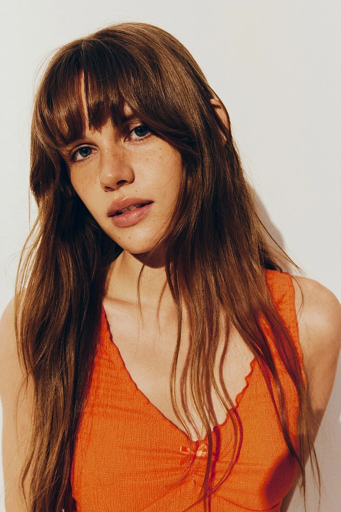 Crinkled Jersey Sleeveless Top
