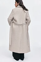 Wool-Blend Tie-Belt Coat