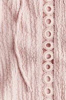 Lace-Inset Crinkled Blouse