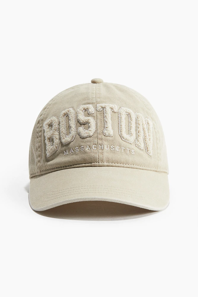 Embroidered-motif Twill Cap