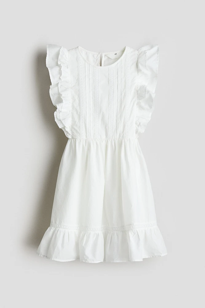 Flounce-Trimmed Cotton Dress