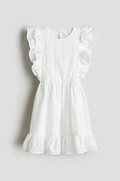 Flounce-Trimmed Cotton Dress