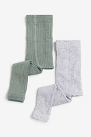 Lot de 2 collants côtelés sans pieds