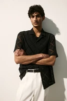 Regular Fit Crochet-look Resort Shirt