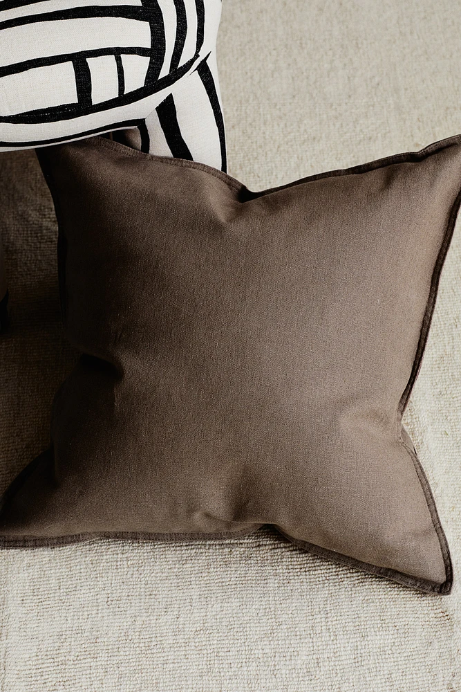 Housse de coussin en lin mélangé