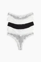 5-pack cotton and lace Brazilian briefs