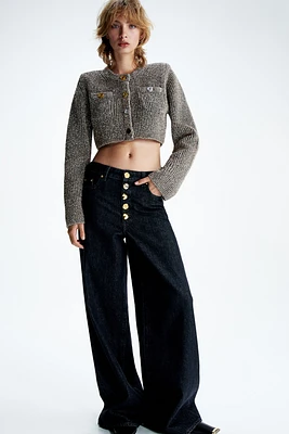 Cropped Glittery Cardigan