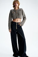 Cropped Glittery Cardigan