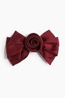 Flower-Detail Bow Hair Clip