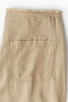 Frayed-edge Linen-blend Pants