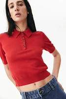 Fine-Knit Polo Shirt