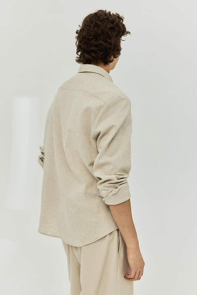 Regular Fit Linen-blend Shirt