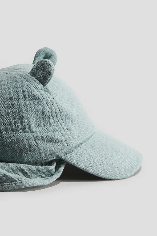 Ear-detail Muslin Cap