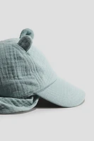 Ear-detail Muslin Cap