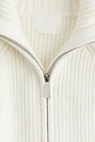 Rib-knit Half-zip Sweater