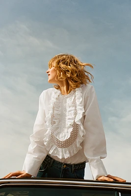 Ruffled cotton blouse