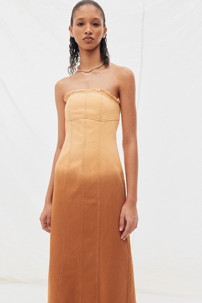 Frayed-edge Bandeau Dress