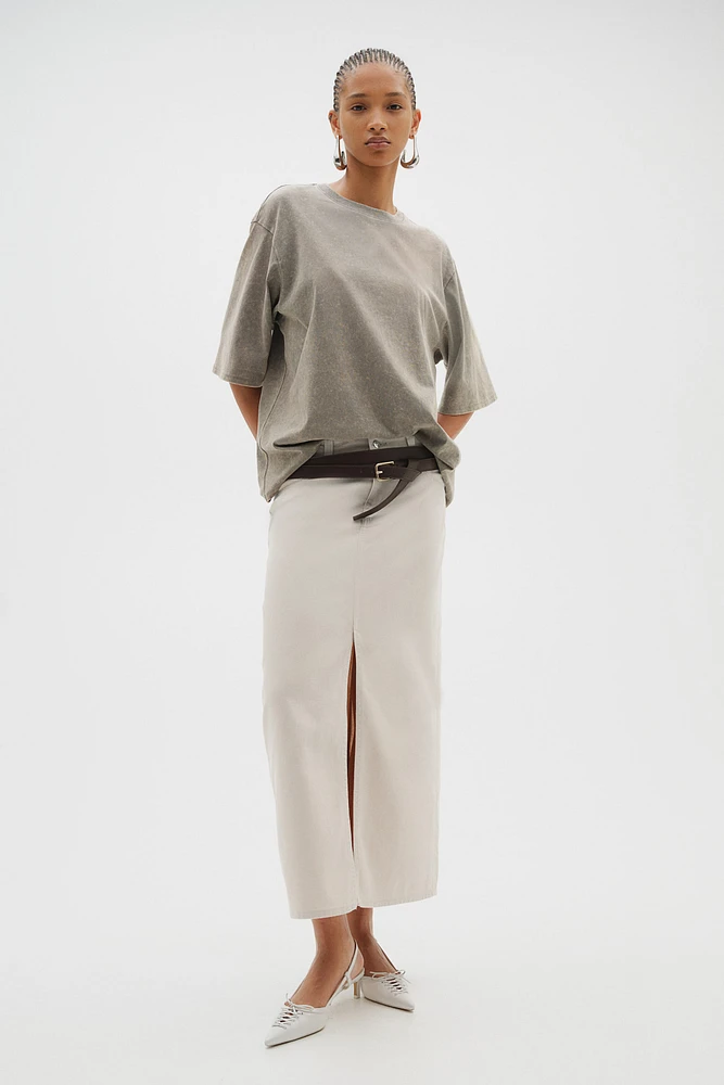 Slit-hem Twill Skirt