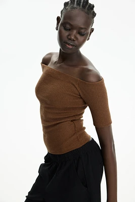 Rib-Knit Off-the-Shoulder Top