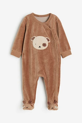 Velour Pajama Jumpsuit with Covered Feet