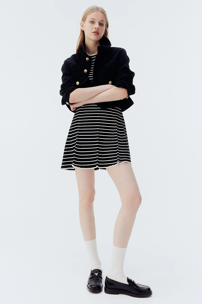 Rib-Knit Dress with Flared Skirt