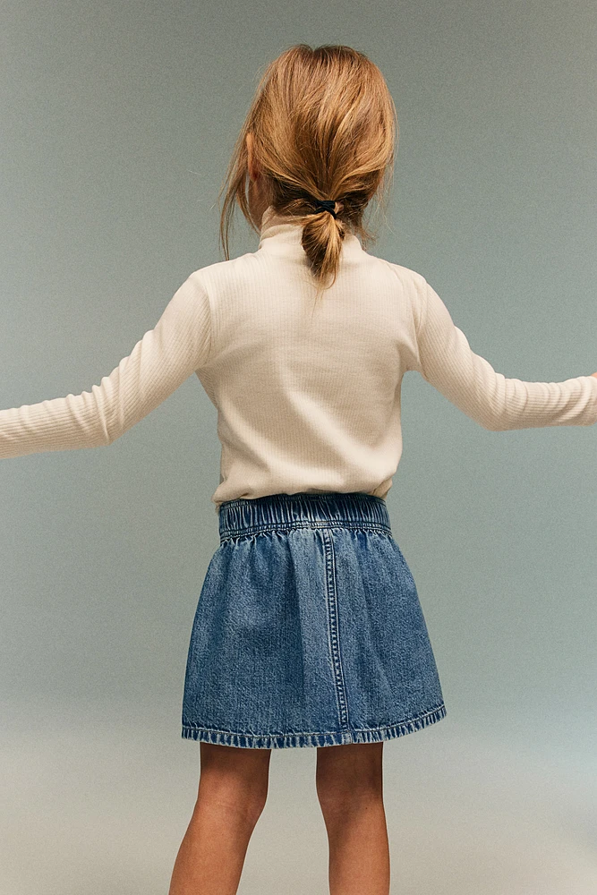 Pleated Denim Skirt