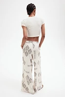 Linen-Blend Drawstring Pants