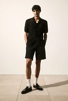 Regular Fit Crochet-look Resort Shirt